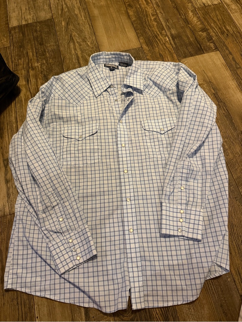 Panhandle Slim Light Blue Plaid Western Button-Up Shirt